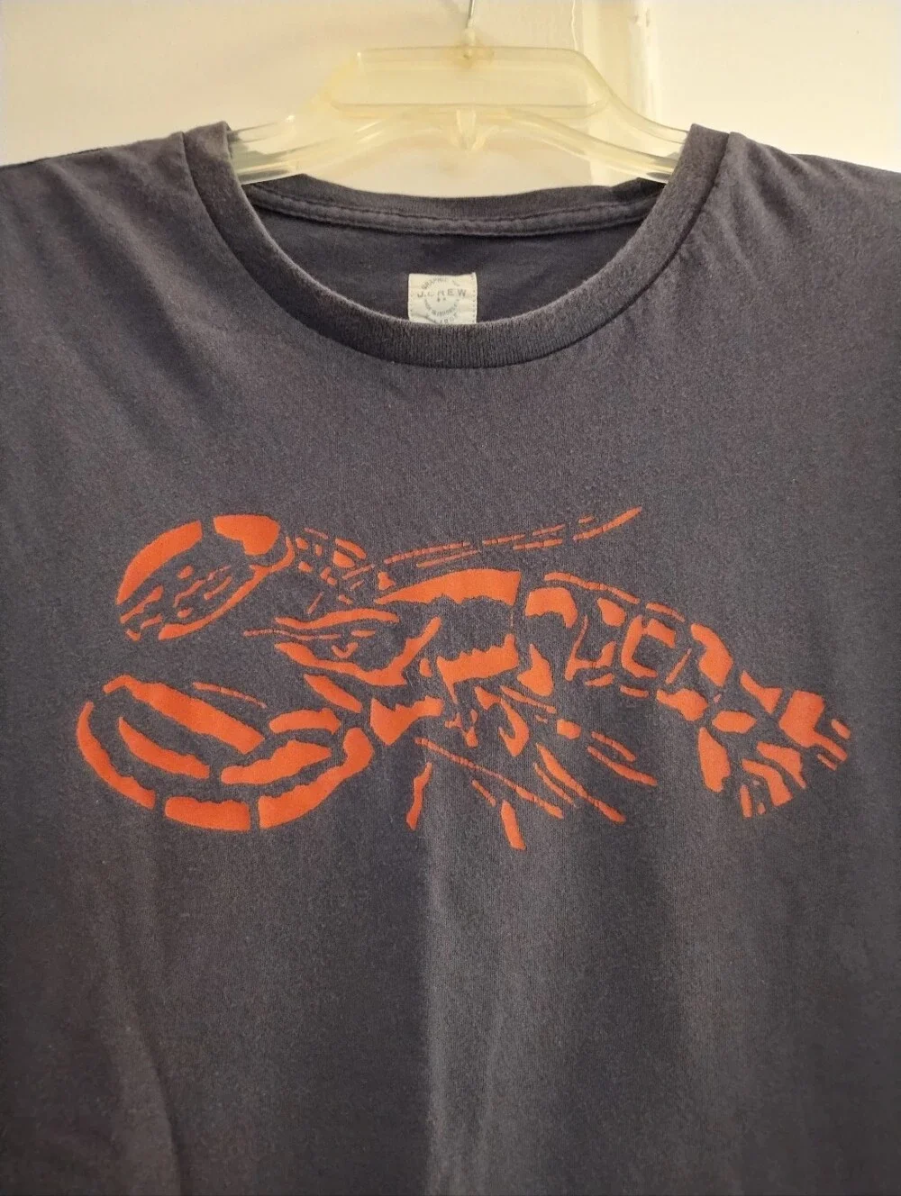 Men's J. Crew Cotton Short Sleeve Dark Navy Graphic T-Shirt With Red Lobster XL